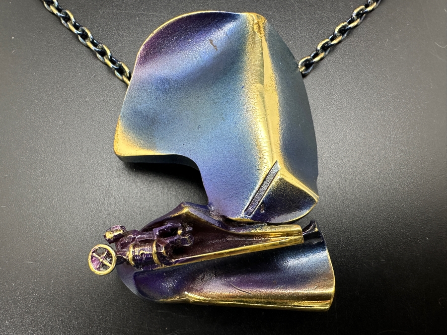 Signed Bjorn Weckstrom For Lapponia, Finland Flame Bronze Pendant 26' Necklace [Photo 2]