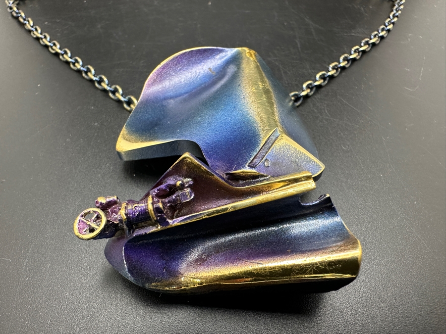 Signed Bjorn Weckstrom For Lapponia, Finland Flame Bronze Pendant 26' Necklace [Photo 3]