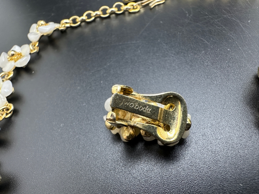 Edward Swoboda (1917-2013) Signed 16' Necklace And Matching Clip-on Earrings [Photo 4]