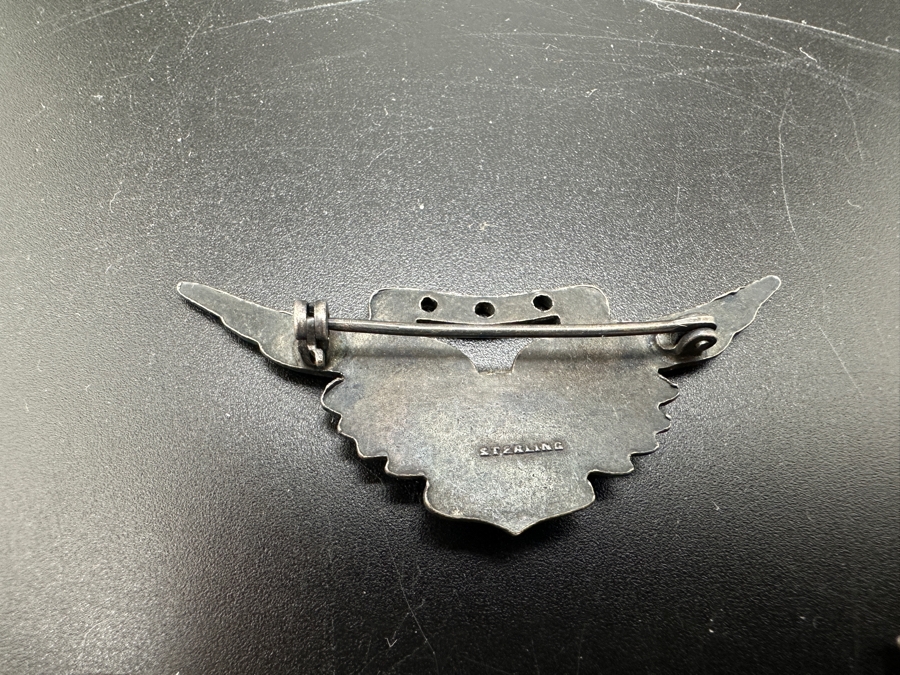 WWII Sterling Silver USN Navy Wings Aircrew Pin, WWII USN Wings Air Ship Zeppelin Military ID Engraved C. L. Bennett & Pair Of WWII Clayton Leon Bennett 1942 USNR Dog Tags [Photo 5]