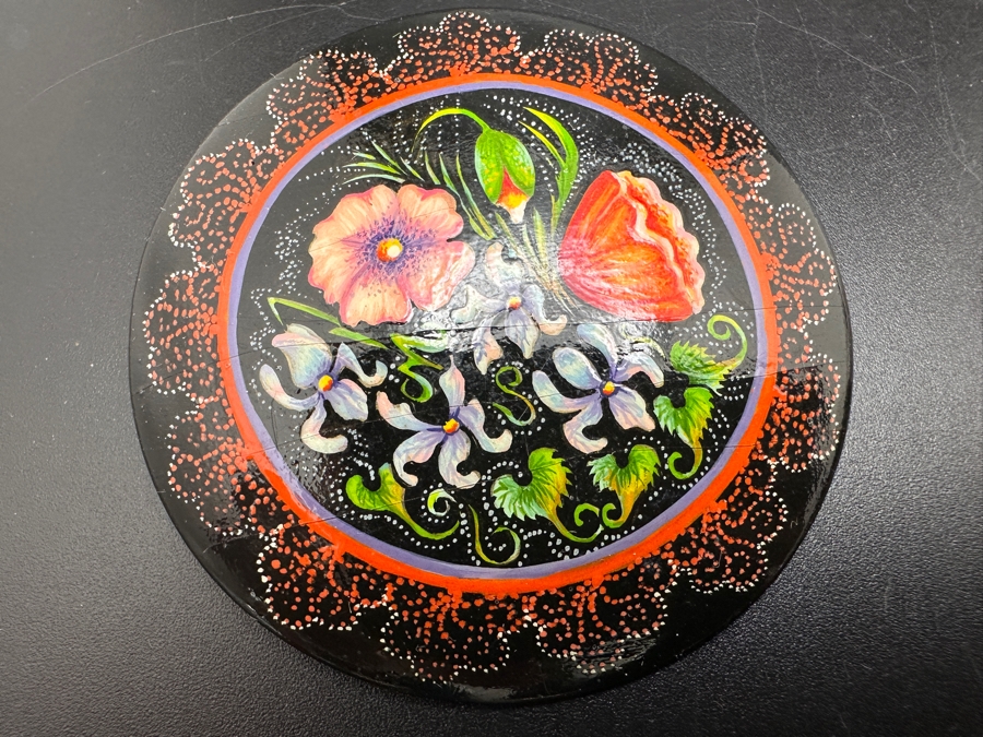 Three Hand Painted Russian Enamel Brooches Pins [Photo 2]