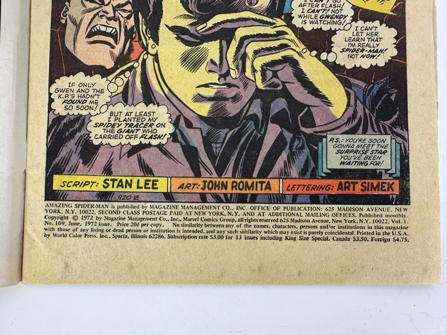 Vintage 1972 Marvel Comics The Amazing Spider-Man #109 Dr. Strange Comic Book [Photo 6]