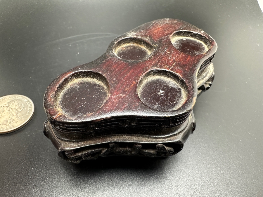 Vintage Chinese Carved Stone Elephant Figurine On Custom Wooden Base 4.5H [Photo 6]