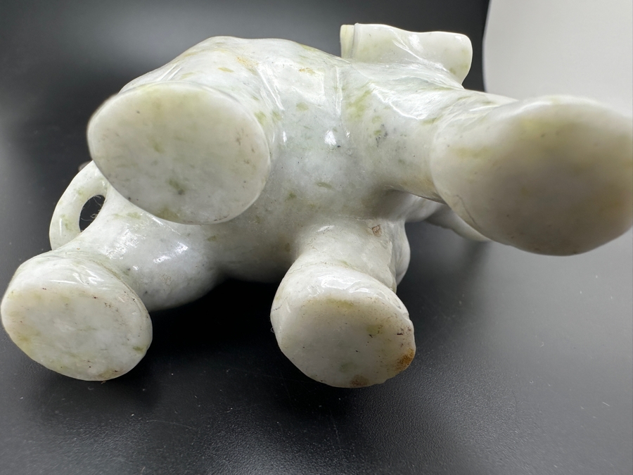 Vintage Chinese Carved Stone Elephant Figurine On Custom Wooden Base 4.5H [Photo 7]