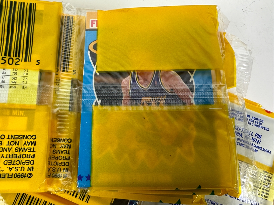 (12) Unopened Rack Packs Of 1990 Fleer NBA Basketball Cards - Total Of 540 Basketball Cards (Different Set From Last Sale) [Photo 6]