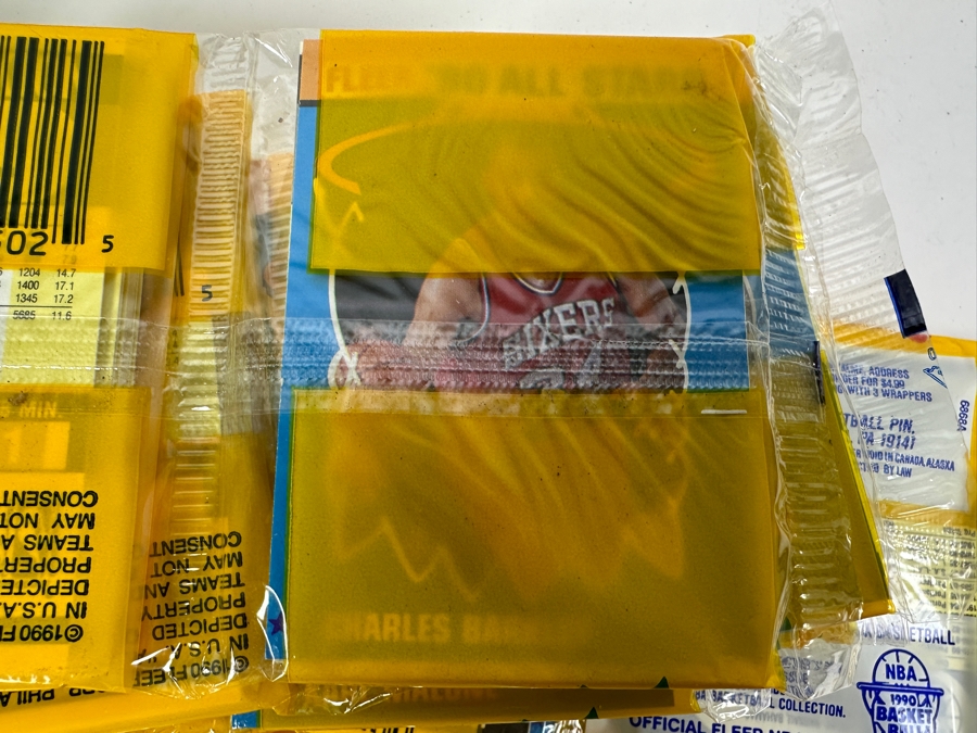 (12) Unopened Rack Packs Of 1990 Fleer NBA Basketball Cards - Total Of 540 Basketball Cards (Different Set From Last Sale) [Photo 9]