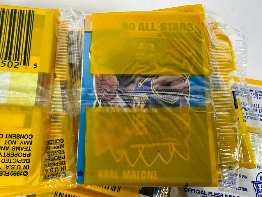 (12) Unopened Rack Packs Of 1990 Fleer NBA Basketball Cards - Total Of 540 Basketball Cards (Different Set From Last Sale) [Photo 7]