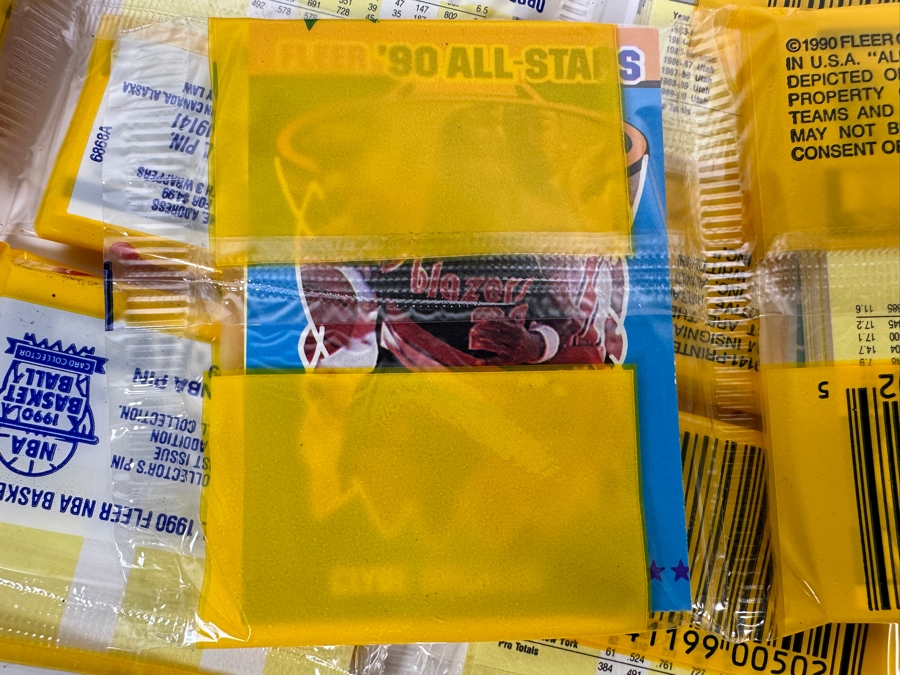 (12) Unopened Rack Packs Of 1990 Fleer NBA Basketball Cards - Total Of 540 Basketball Cards (Different Set From Last Sale) [Photo 4]
