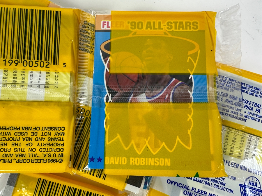 (12) Unopened Rack Packs Of 1990 Fleer NBA Basketball Cards - Total Of 540 Basketball Cards (Different Set From Last Sale) [Photo 5]