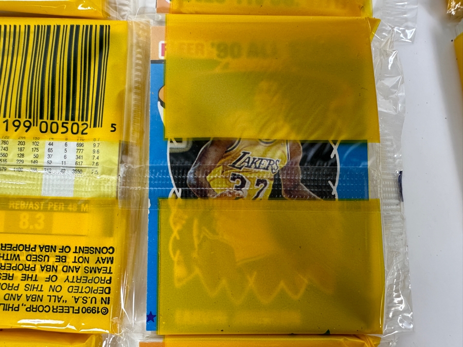 (12) Unopened Rack Packs Of 1990 Fleer NBA Basketball Cards - Total Of 540 Basketball Cards (Different Set From Last Sale) [Photo 3]