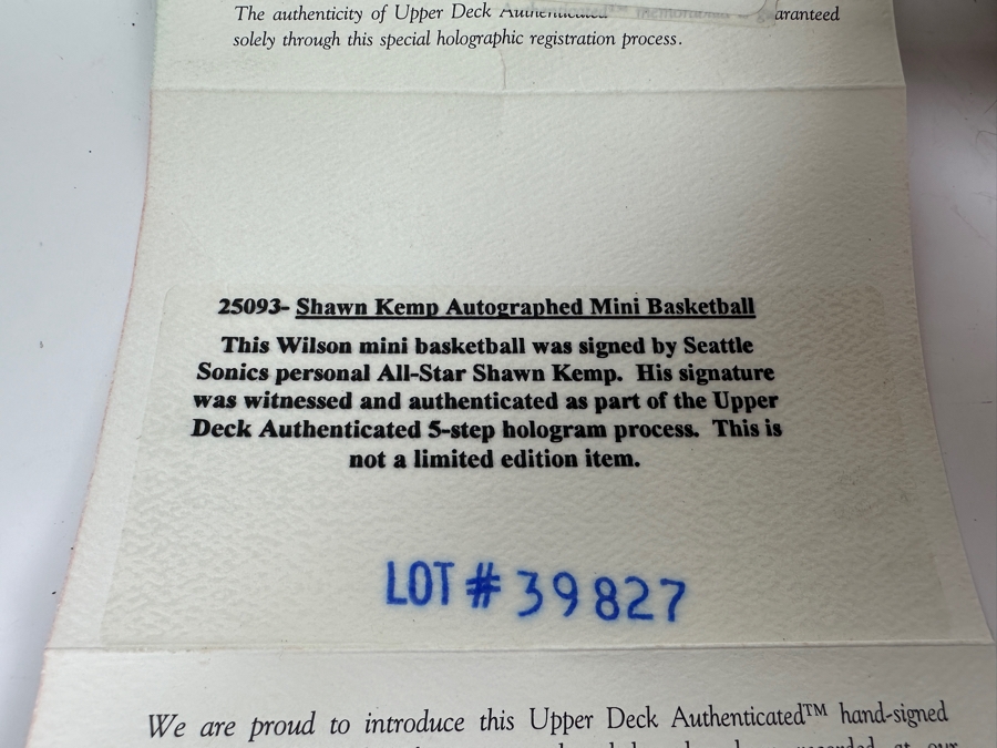 Signed Shawn Kemp Mini Basketball With Upper Deck COA [Photo 5]