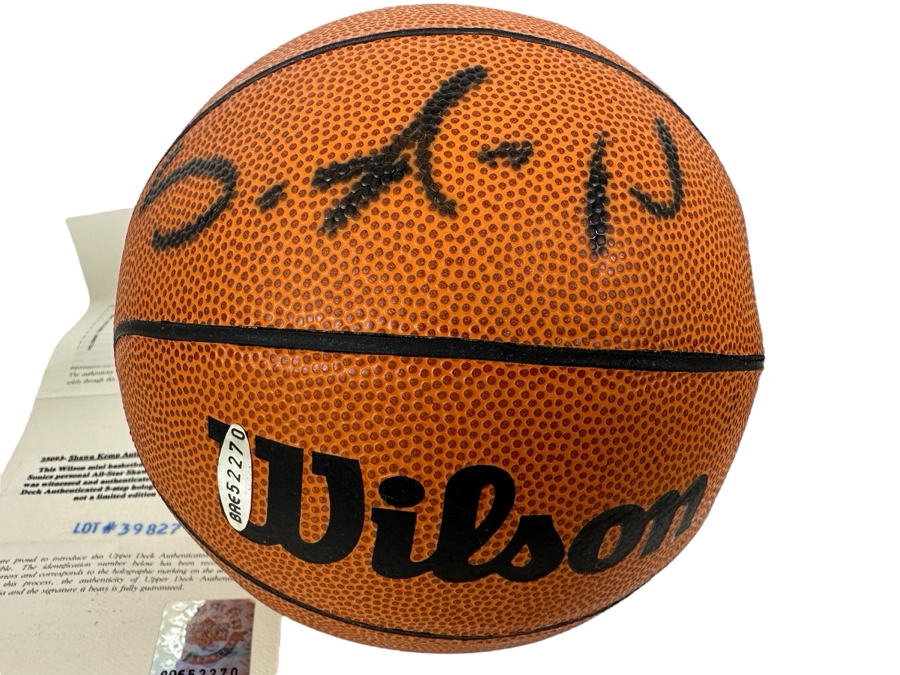 Signed Shawn Kemp Mini Basketball With Upper Deck COA [Photo 1]
