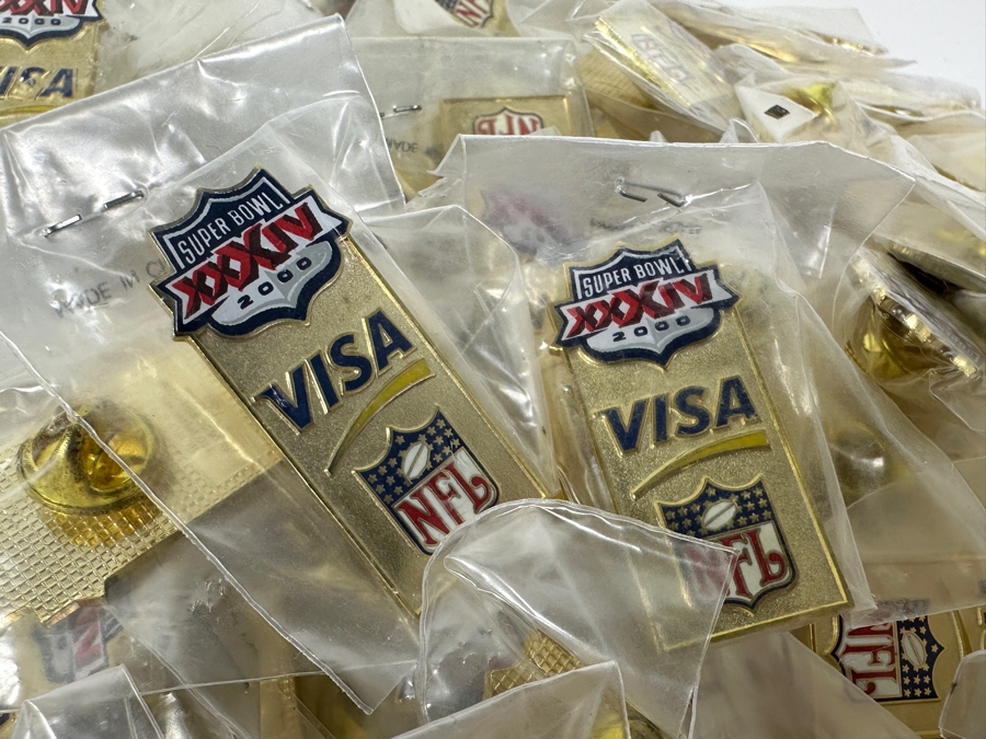 Huge Collection Of New Super Bowl XXXIV 2000 NFL Visa Gold Tone Pins [Photo 3]