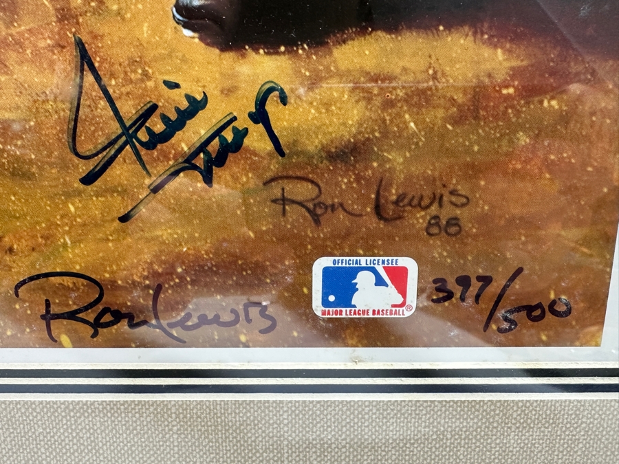 Autographed Ron Lewis Artwork Print Signed By Willie Mays, Mickey Mantle & Duke Snider Limited Edition Numbered 397 Of 500 20.5 X 25 Framed 27 X 31.5 (LAST COPY) [Photo 11]