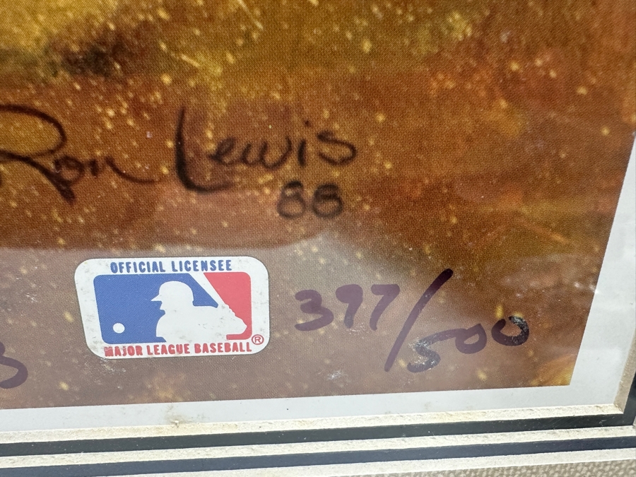 Autographed Ron Lewis Artwork Print Signed By Willie Mays, Mickey Mantle & Duke Snider Limited Edition Numbered 397 Of 500 20.5 X 25 Framed 27 X 31.5 (LAST COPY) [Photo 5]