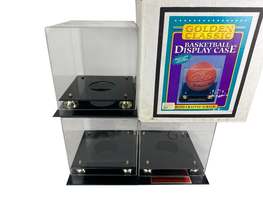 (4) Golden Classic Basketball Hand-Crafted Acrylic Display Cases $339 Retail Value [Photo 1]