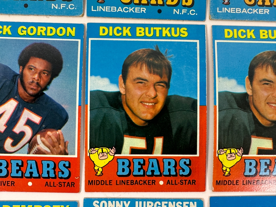 (12) Vintage 1971 Topps NFL Football Cards Featuring Two Dick Butkus Cards [Photo 2]