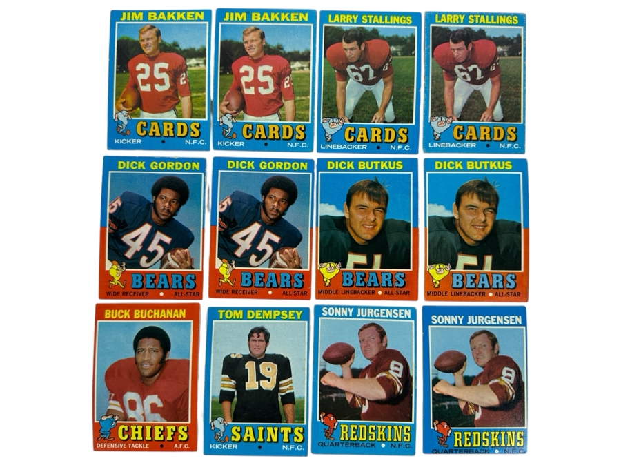 (12) Vintage 1971 Topps NFL Football Cards Featuring Two Dick Butkus Cards [Photo 1]