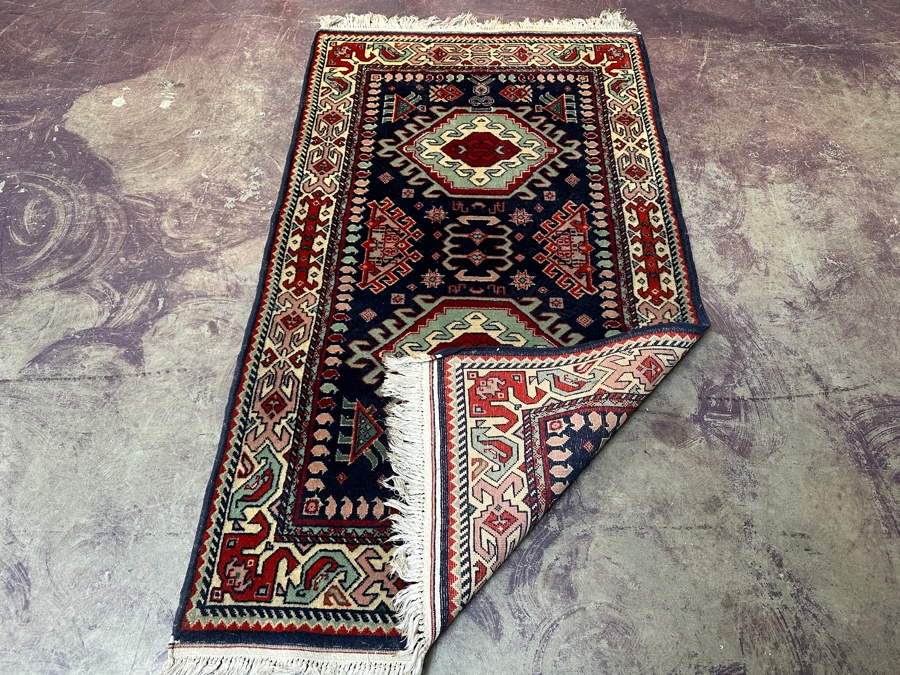 Vintage Hand Knotted Wool Area Persian Tribal Rug 64' X 36' [Photo 6]