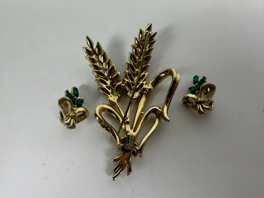 Vintage Corocraft Brooch Pin With Matching Clip-on Earrings [Photo 4]