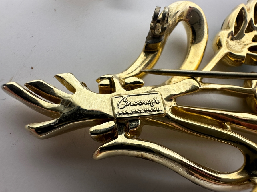 Vintage Corocraft Brooch Pin With Matching Clip-on Earrings [Photo 5]