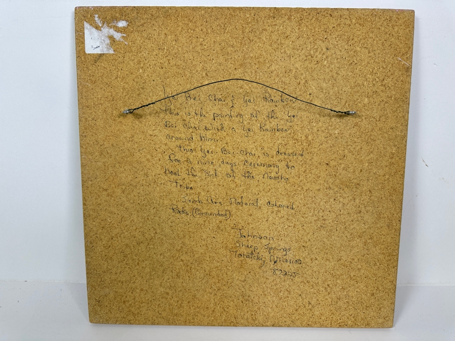 Vintage Native American Sand Painting Signed On Verso 13 X 13 [Photo 5]