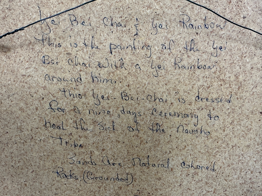 Vintage Native American Sand Painting Signed On Verso 13 X 13 [Photo 6]