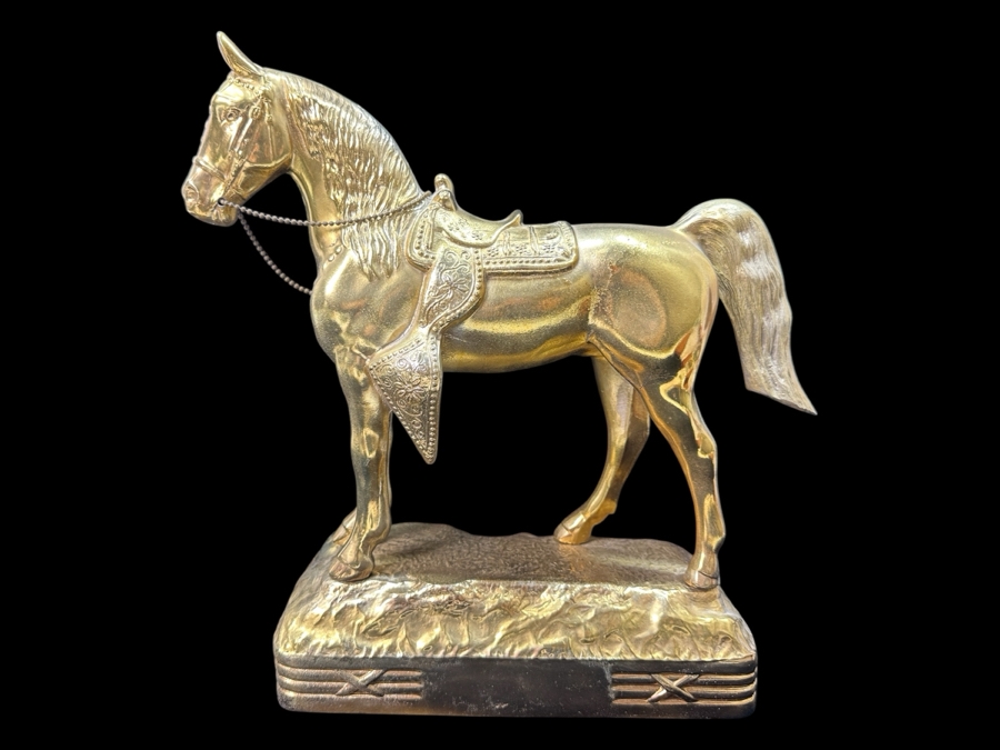 Vintage Gilt Metal Horse Statue 12W X 12H [Photo 1]