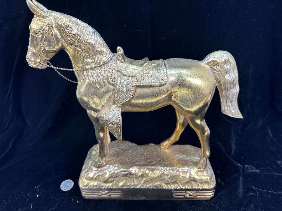 Vintage Gilt Metal Horse Statue 12W X 12H [Photo 2]