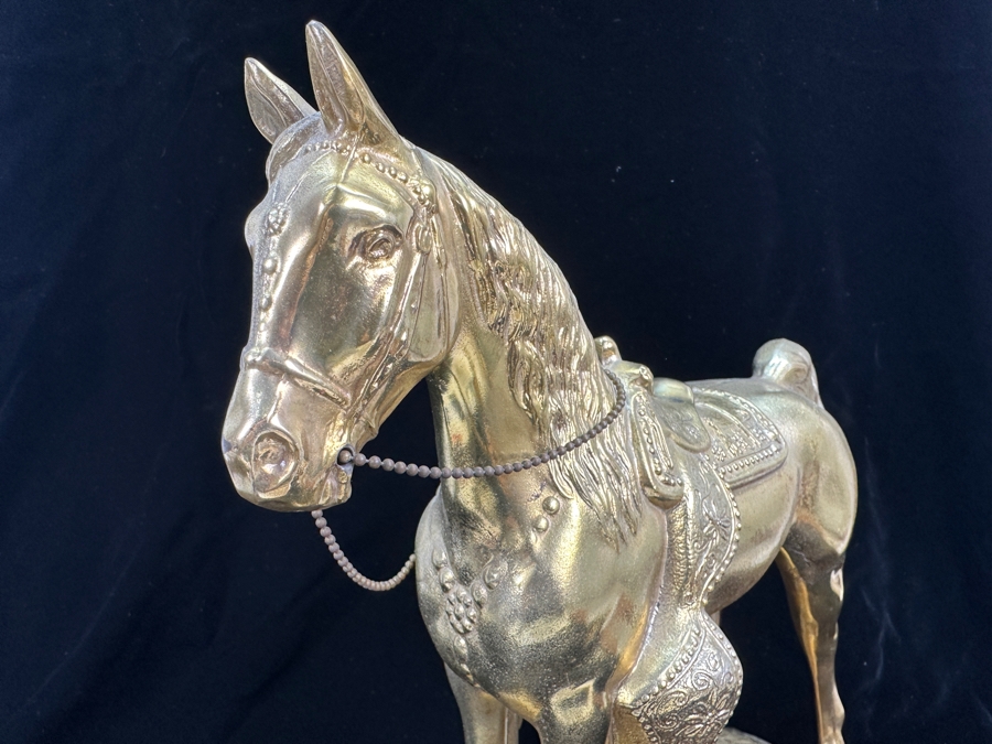Vintage Gilt Metal Horse Statue 12W X 12H [Photo 3]