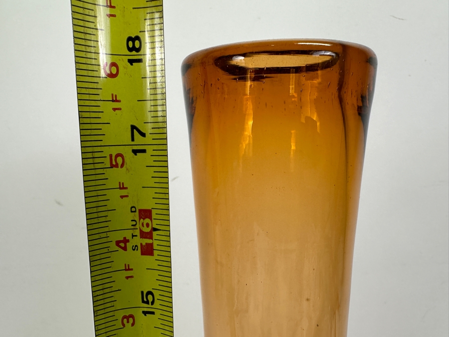 Vintage MCM Amber Glass Vase 18H [Photo 2]