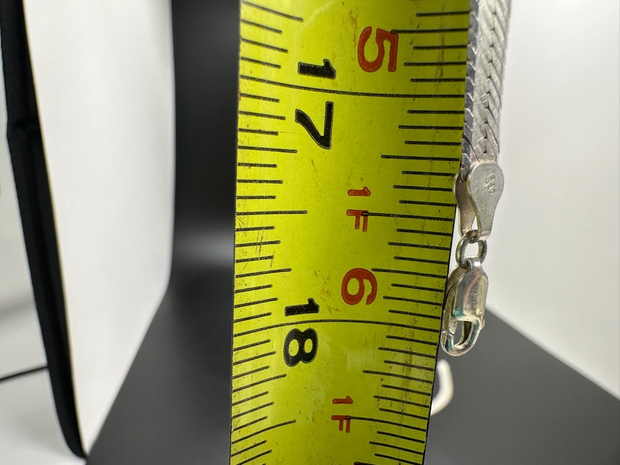 Sterling Silver 18' Herringbone Necklace With Matching 7' Bracelet 24.2g [Photo 6]