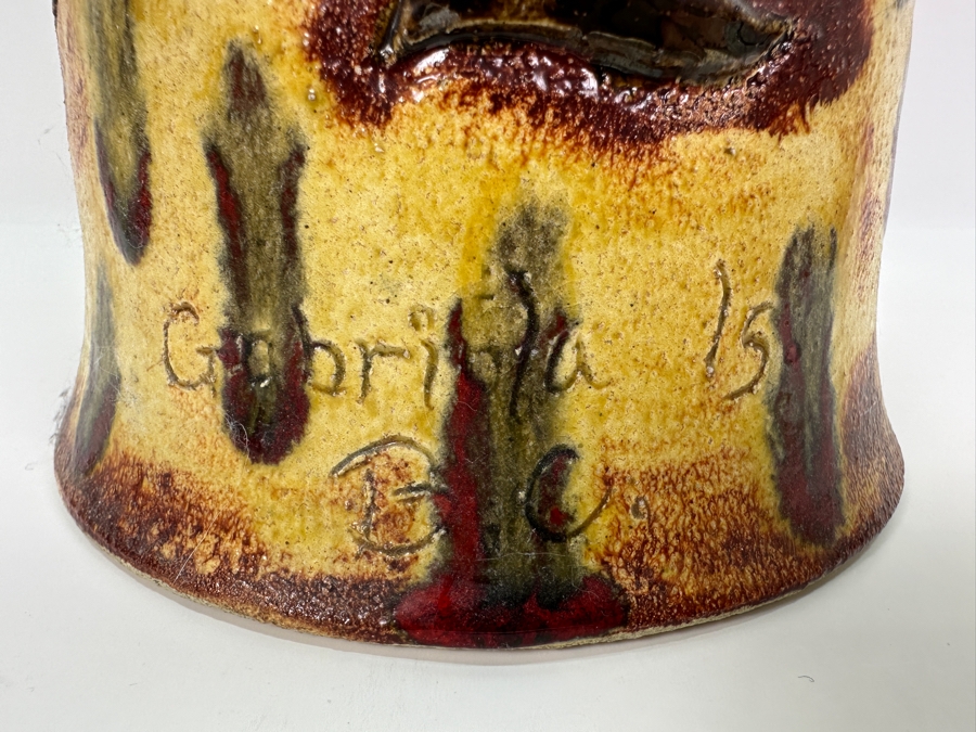 Signed Djembe Pottery Drum Featuring Dragon 12W X 14.5H [Photo 6]