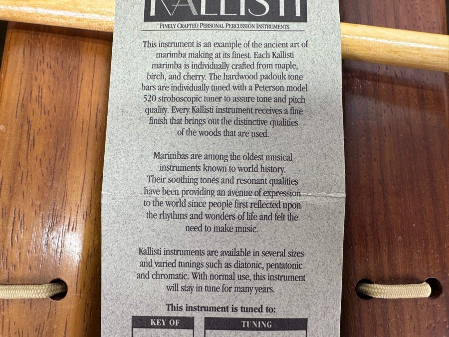 Large Handmade Wooden Kallisti Marimba In The Key Of G Finely Crafted Personal Percussion Instrument 27W X 16D X 9H [Photo 14]