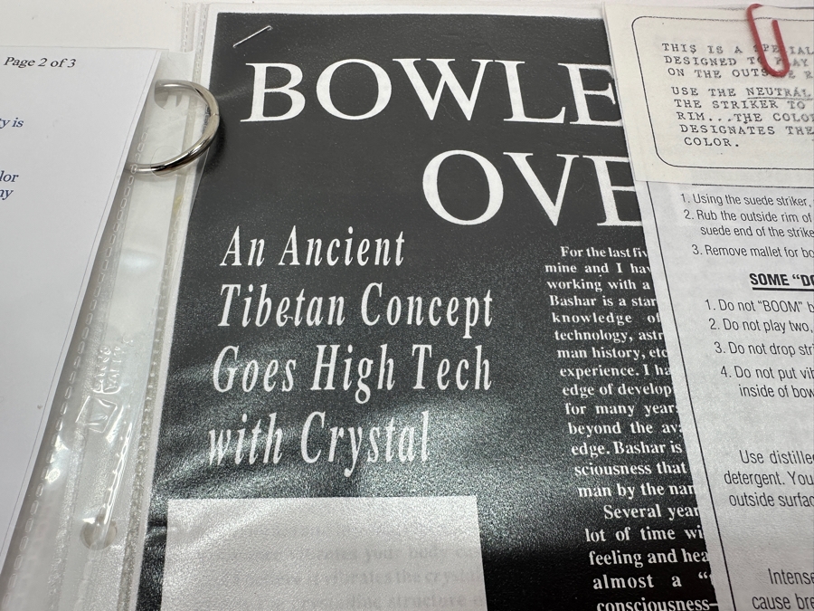Three Crystal Tibetan Bowls In The Key Of F#, E & C Largest Bowl Is 12W X 9H [Photo 7]