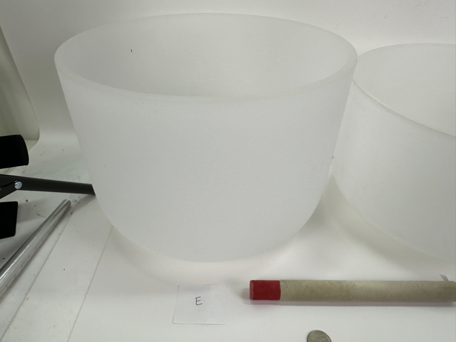 Three Crystal Tibetan Bowls In The Key Of F#, E & C Largest Bowl Is 12W X 9H [Photo 2]
