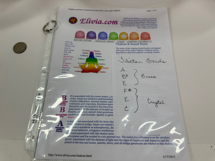 Three Crystal Tibetan Bowls In The Key Of F#, E & C Largest Bowl Is 12W X 9H [Photo 5]