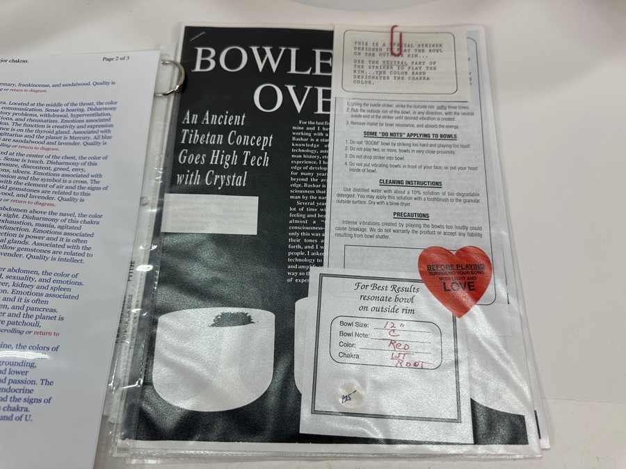 Three Crystal Tibetan Bowls In The Key Of F#, E & C Largest Bowl Is 12W X 9H [Photo 6]