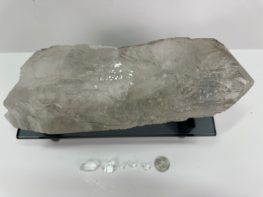 Large Crystal With Glass Display Stand 13L X 4H 11.2lbs & Several Smaller Crystals [Photo 6]