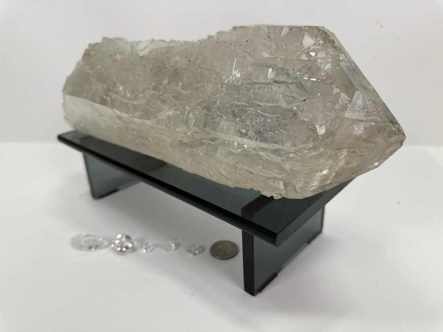 Large Crystal With Glass Display Stand 13L X 4H 11.2lbs & Several Smaller Crystals [Photo 8]