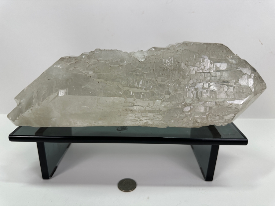 Large Crystal With Glass Display Stand 13L X 4H 11.2lbs & Several Smaller Crystals [Photo 2]