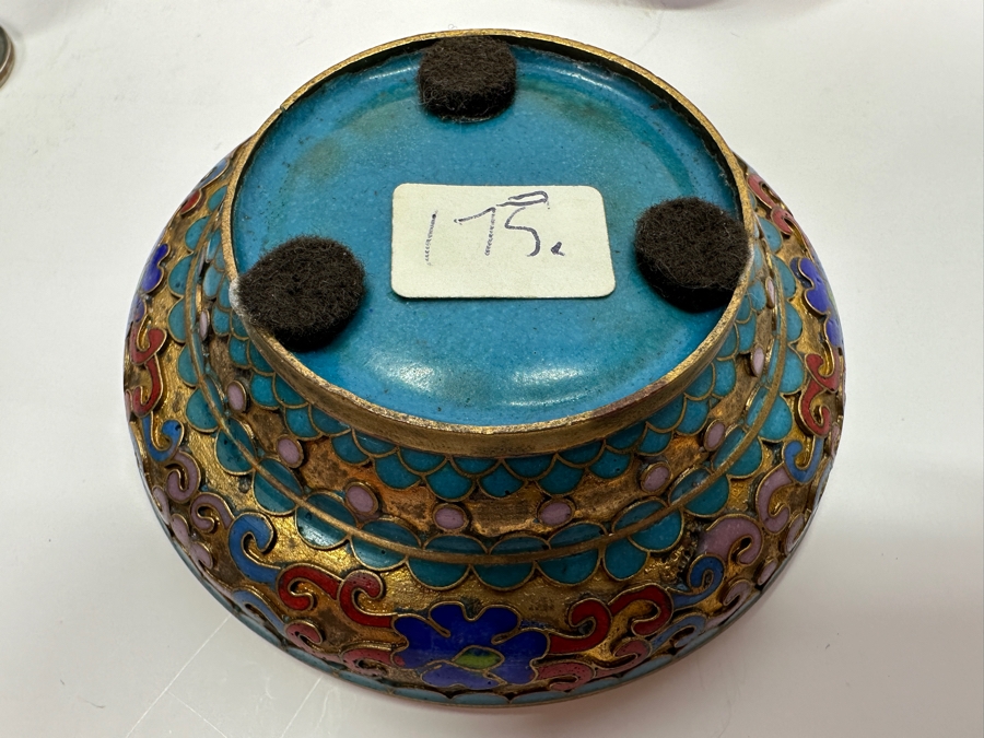 Two Small Chinese Cloisonne Jars And One Chinese Cloisonne Round Lidded Box [Photo 2]