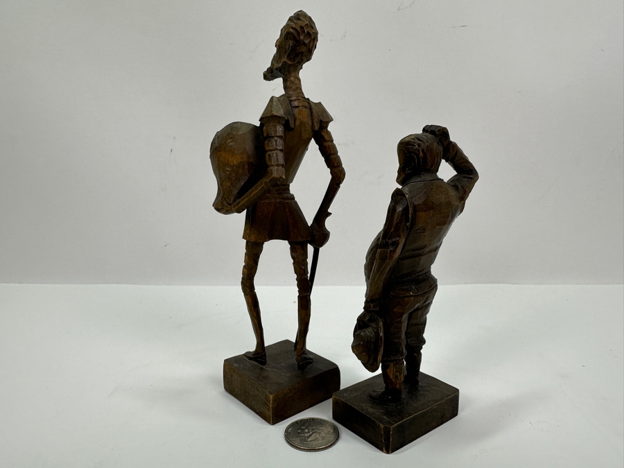 Don Quixote and Sancho Panzo Small Hand Carved Wooden Figurines 5H & 7H [Photo 2]