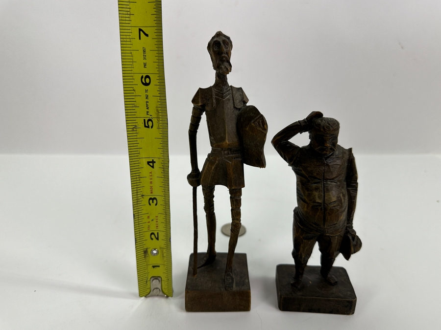Don Quixote and Sancho Panzo Small Hand Carved Wooden Figurines 5H & 7H [Photo 4]