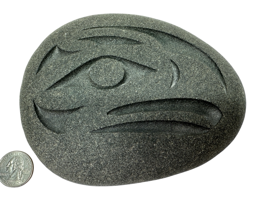 Signed Carved Pacific Northwest Stone Eagle Carving 5.5W X 4H [Photo 1]