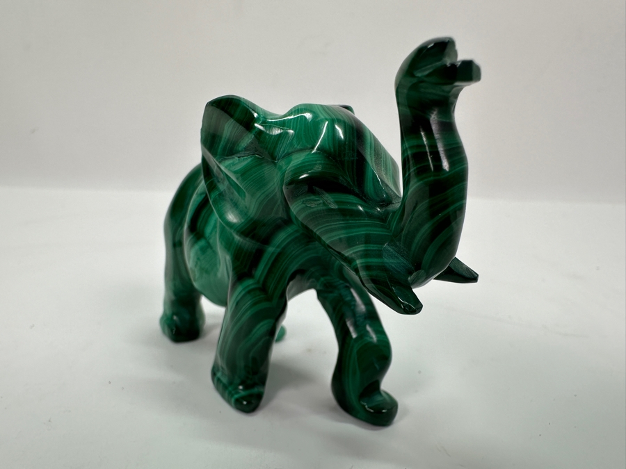 Carved Malachite Elephant Figurine 3W X 1.5D X 2.5H [Photo 3]