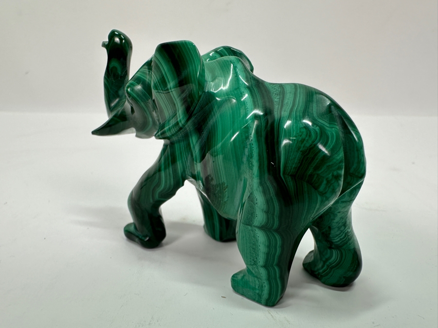 Carved Malachite Elephant Figurine 3W X 1.5D X 2.5H [Photo 5]