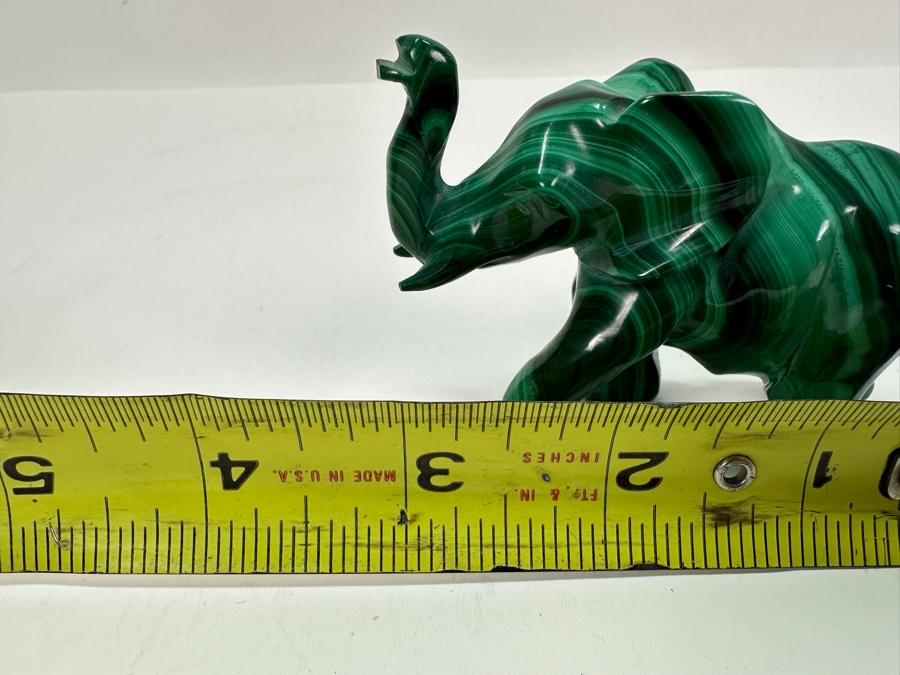 Carved Malachite Elephant Figurine 3W X 1.5D X 2.5H [Photo 7]