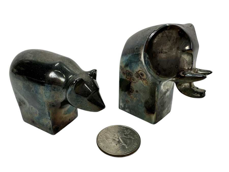 Pair Of Dansk Silverplate Bear & Elephant Animal Figurines [Photo 1]