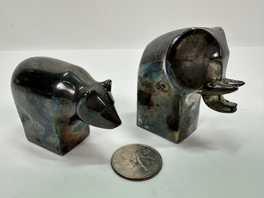 Pair Of Dansk Silverplate Bear & Elephant Animal Figurines [Photo 2]